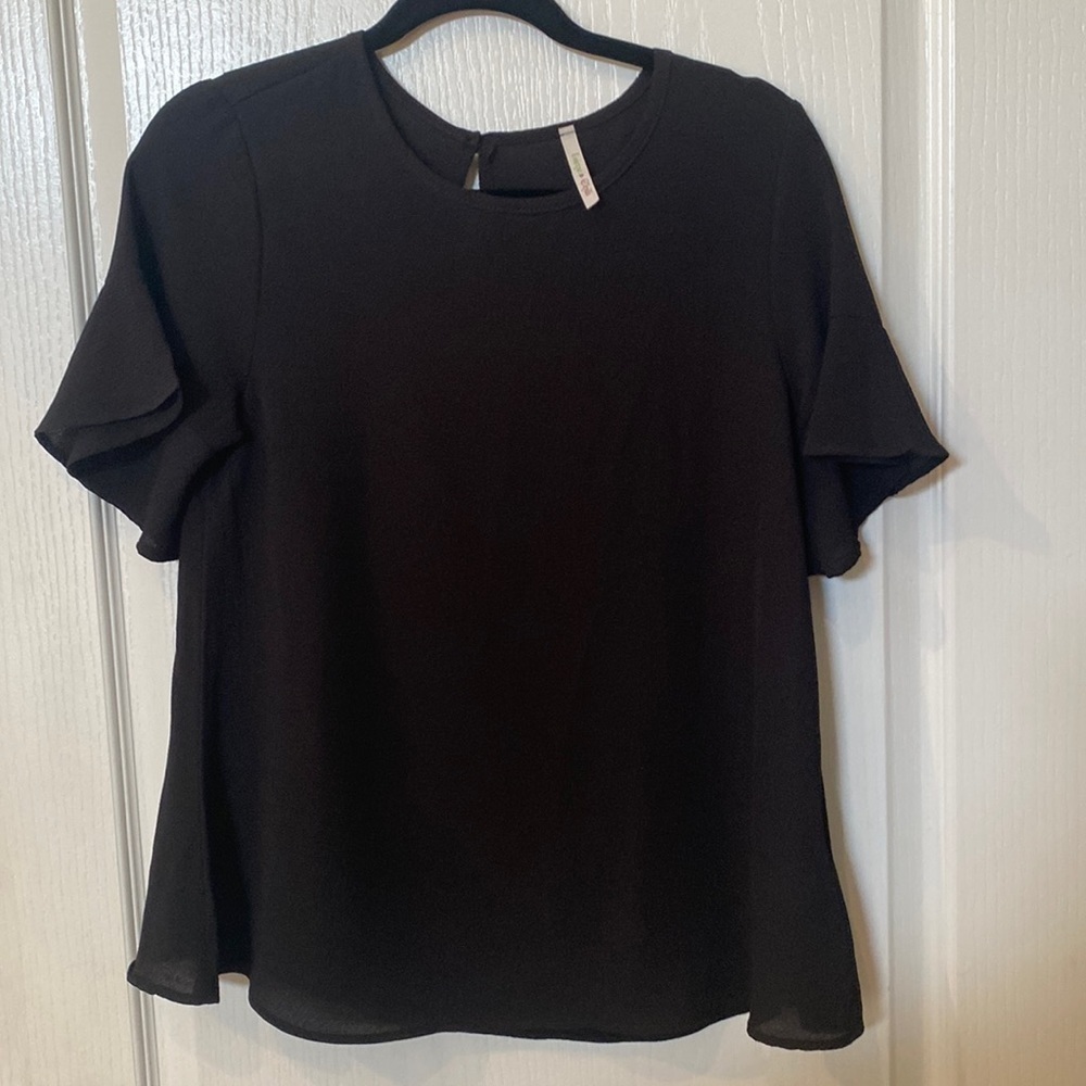 Lime n Chili Black ruffled short sleeve dress top